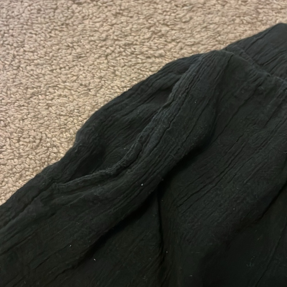 Free People Cotton Linen Gauze Pull On Shorts Boho Crinkle Size XL Black - Picture 3 of 7